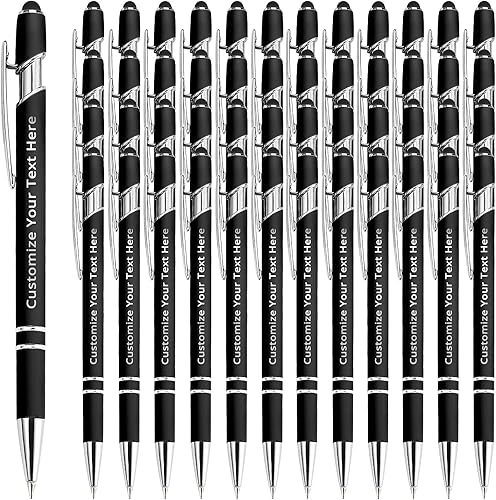 Vista 69 de Aolun Bolígrafo personalizado, bolígrafo grabado personalizado con lápiz capacitivo, metal suave al tacto, introduce el nombre, logotipo o mensaje