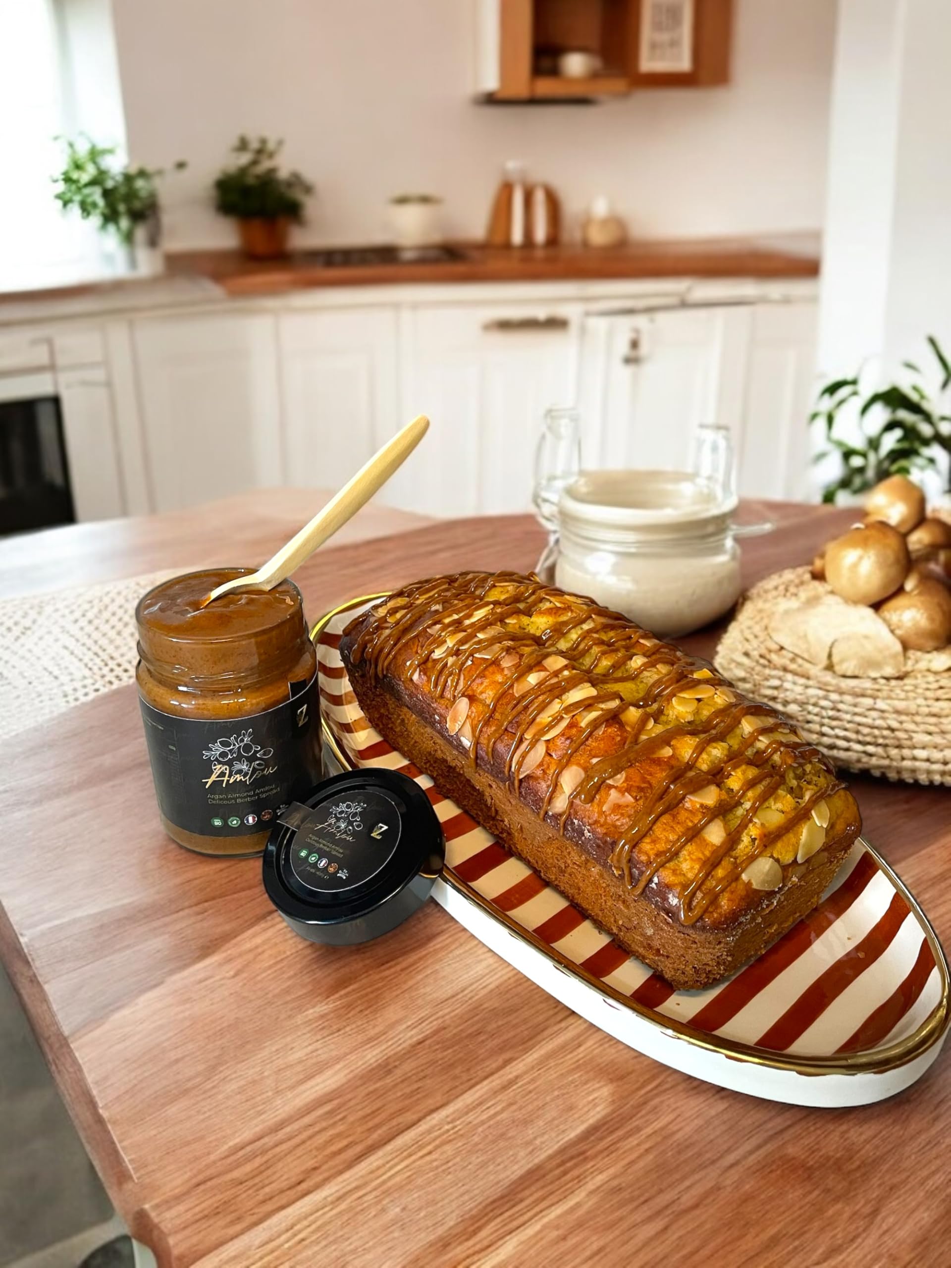Pâte à tartiner 100% naturelle, amlou aux amandes à l'huile d'argan et miel d'oranger - Pâte à tartiner 100% Pur & Naturelle - Pot de 400g