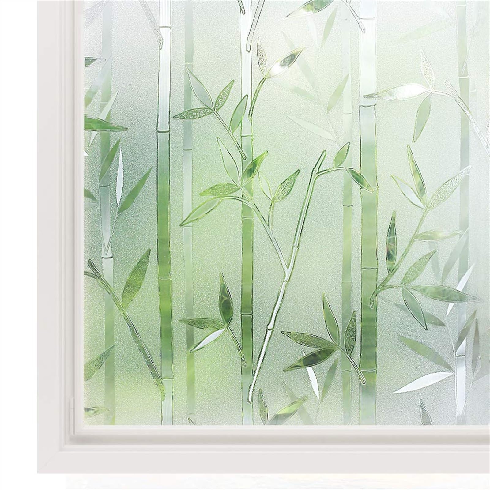 Glass Window Film Bamboo Window Film, Frosted Privacy Static Cling Glass Door Covering No Glue Removable Anti UV for Home Office(45x100cm)