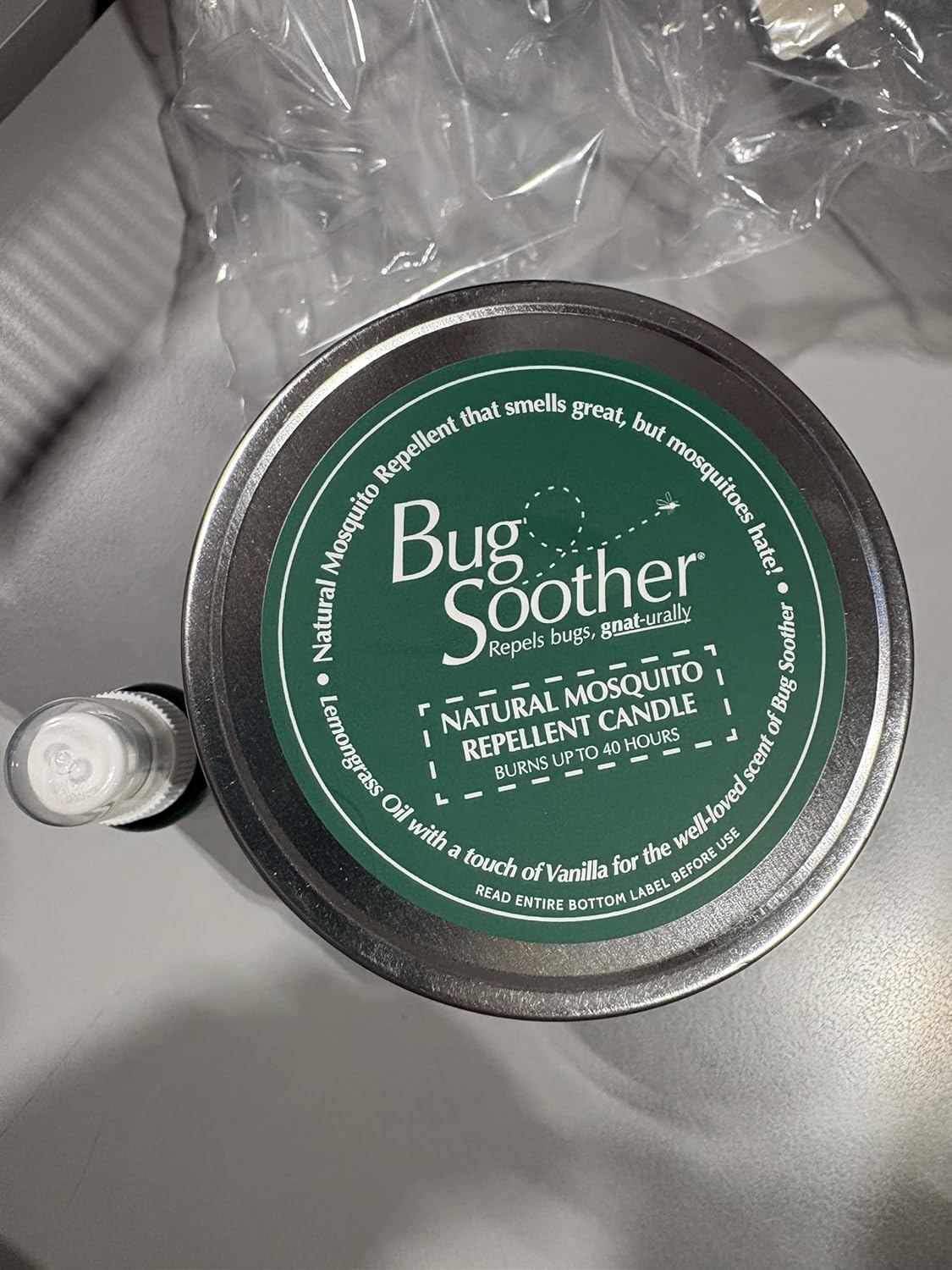 Bug Soother® Natural Insect Repellent Candle – DEET-Free Mosquito & Gnat Protection, Pleasant Lemongrass & Vanilla Scent – Plant-Based Outdoor Bug Deterrent – Made in USA (2ct Candles + 1 oz Bonus)