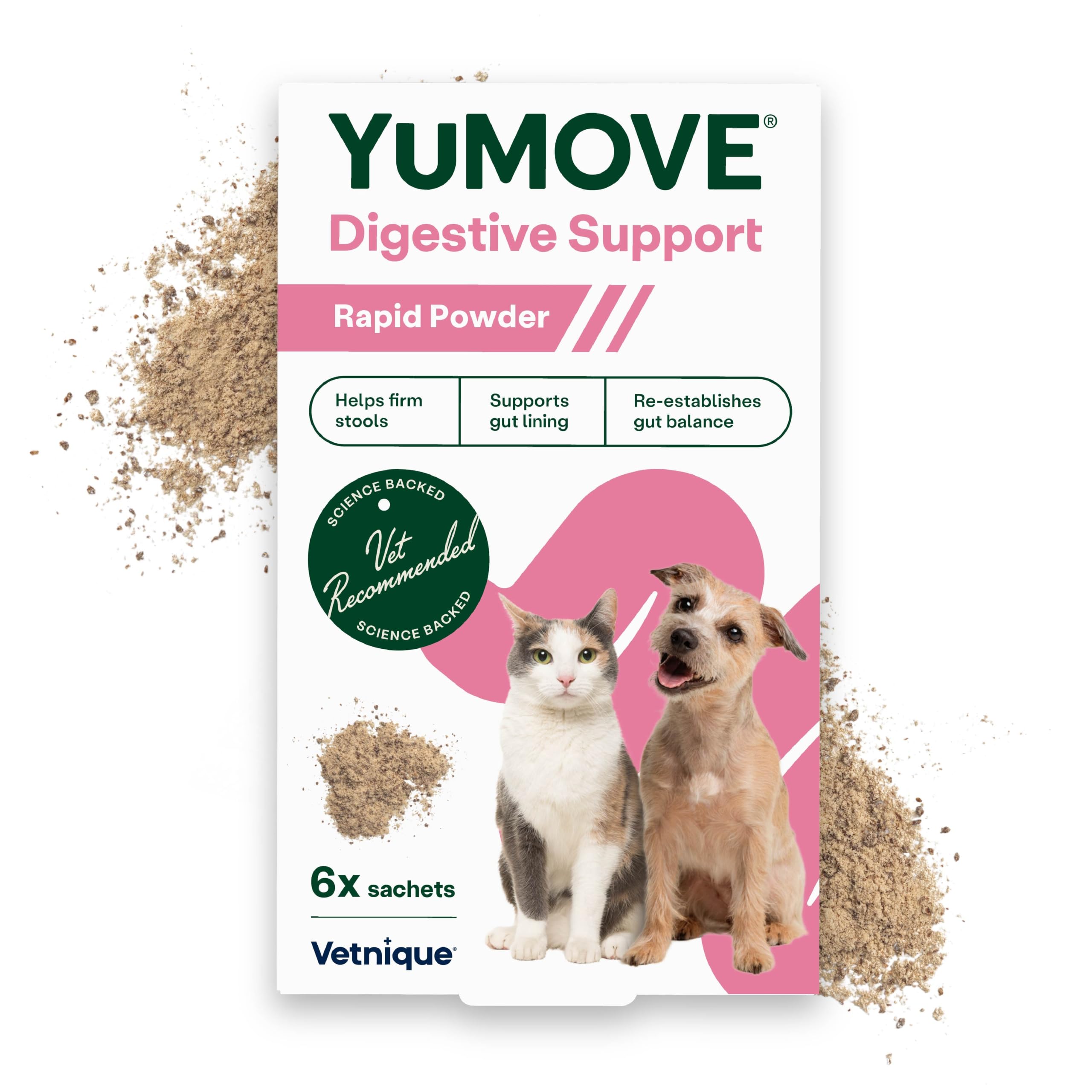 YuMOVE Digestive Support Rapid Powder for Cats & Dogs - Size : 6 Satchets