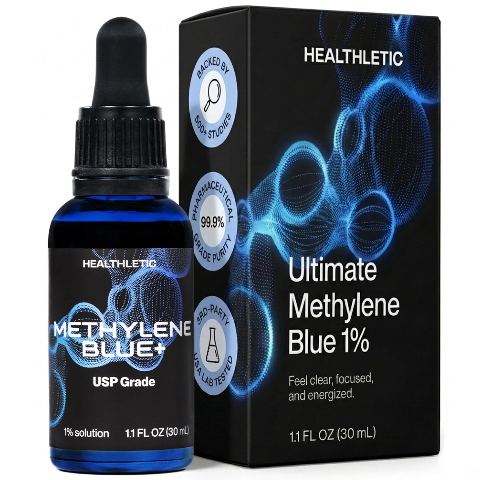 HEALTHLETIC Methylene Blue Drops, 1% USP Pharmaceutical Grade, 30ml