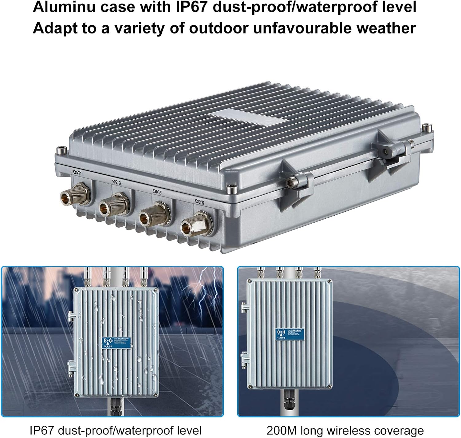 Buy 1 get 1 🔥 E-link 802.11AC 1200Mbps High Power Outdoor IP67 WiFi Base Station Wireless Access Point Industrial Grade Waterproof 2.4G /5G Dual Band Wireless AP with 802.3at POE Input（Antenna Not Included）