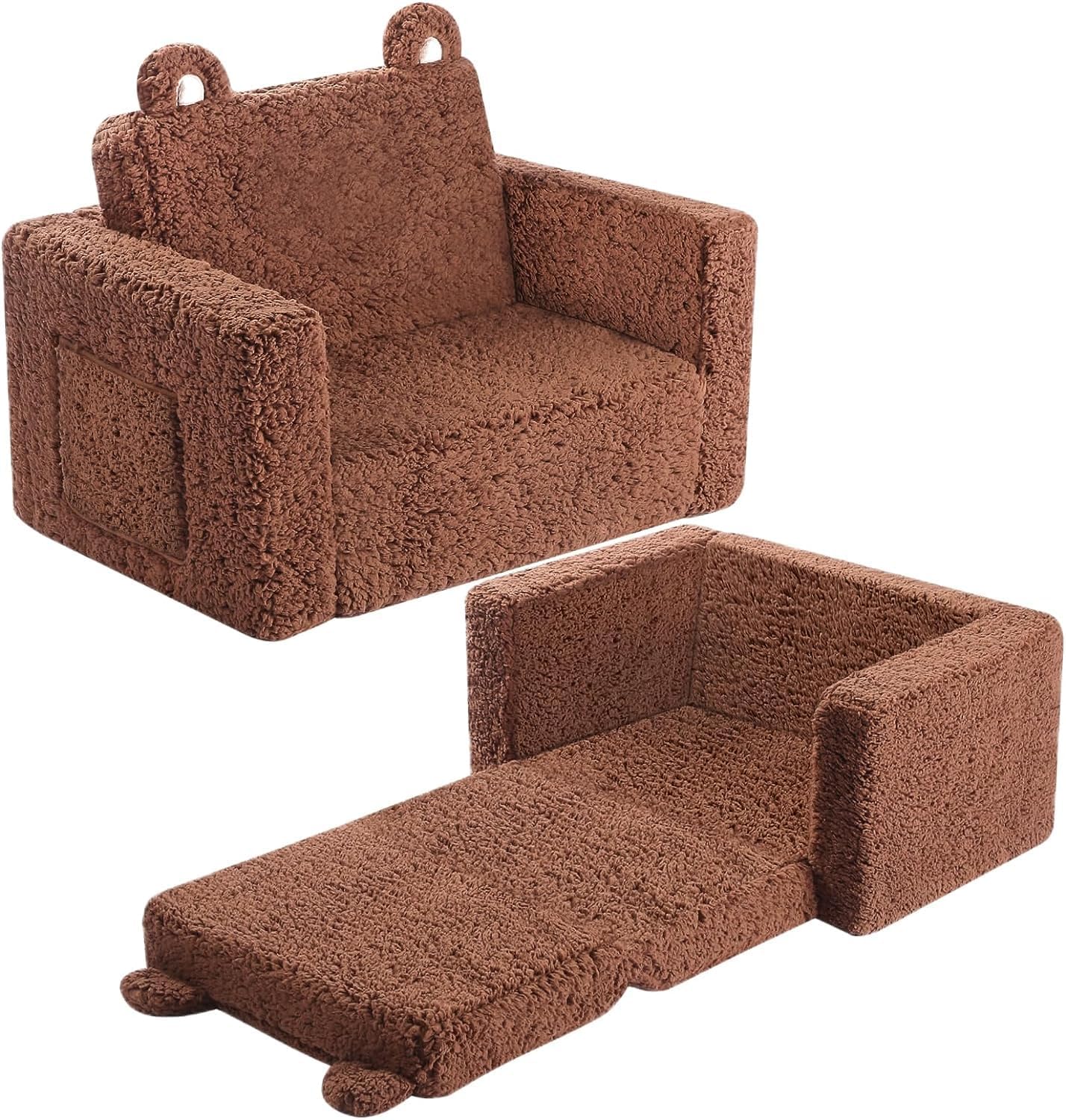 MOMCAYWEX Kids Chairs for Toddler, 2in1 Toddler Soft Sherpa Couch