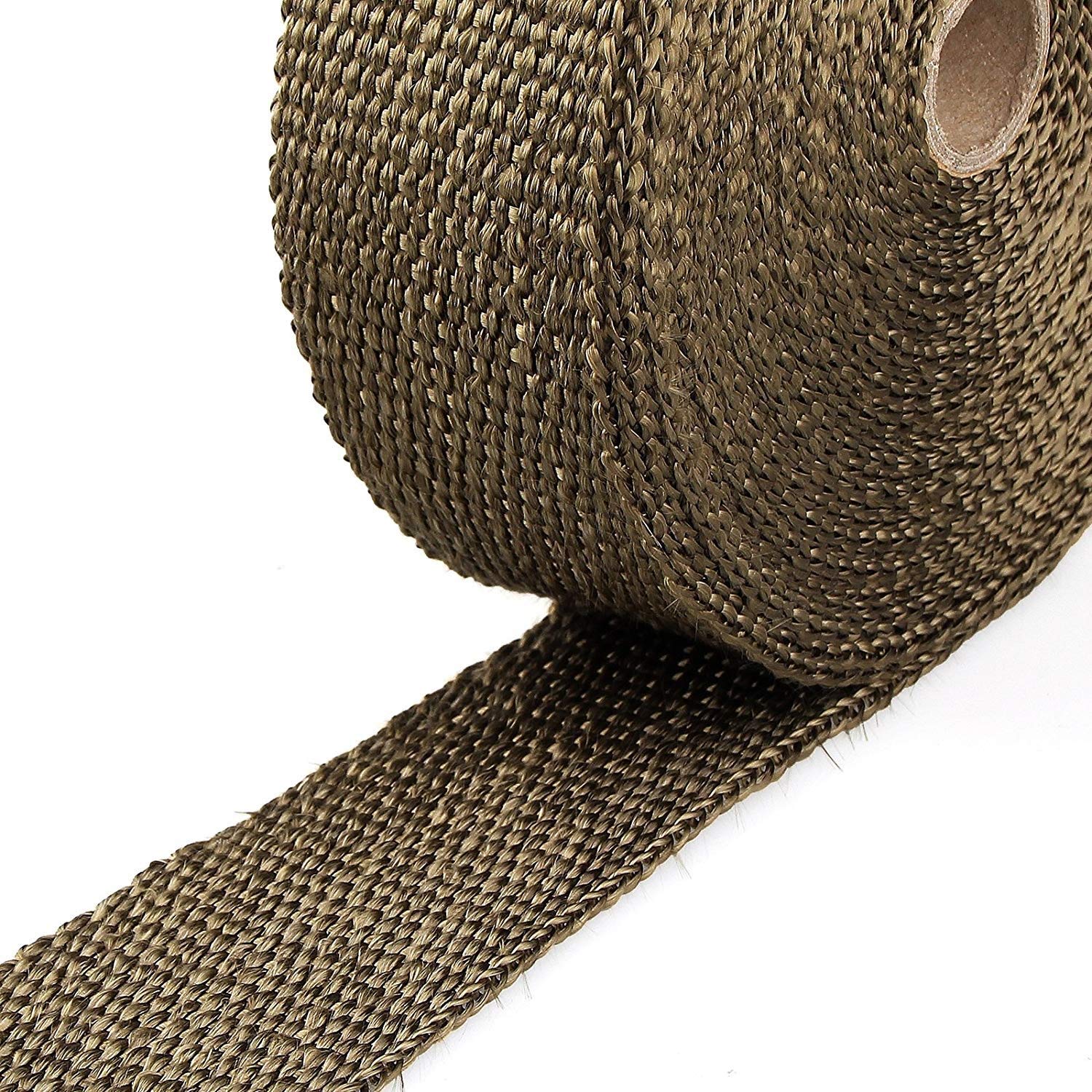 Taśma chroniąca przed wysoką temperaturą, włókno bazaltowe, taśma do rury wydechowej, 15 m x 50 mm, 15 sztuk, do kolektorów wachlarzowych, taśma termiczna, ochrona przed wysoką temperaturą do 1000°C, do samochodu, motocykla, rury wydechowej, brązowy mosią
