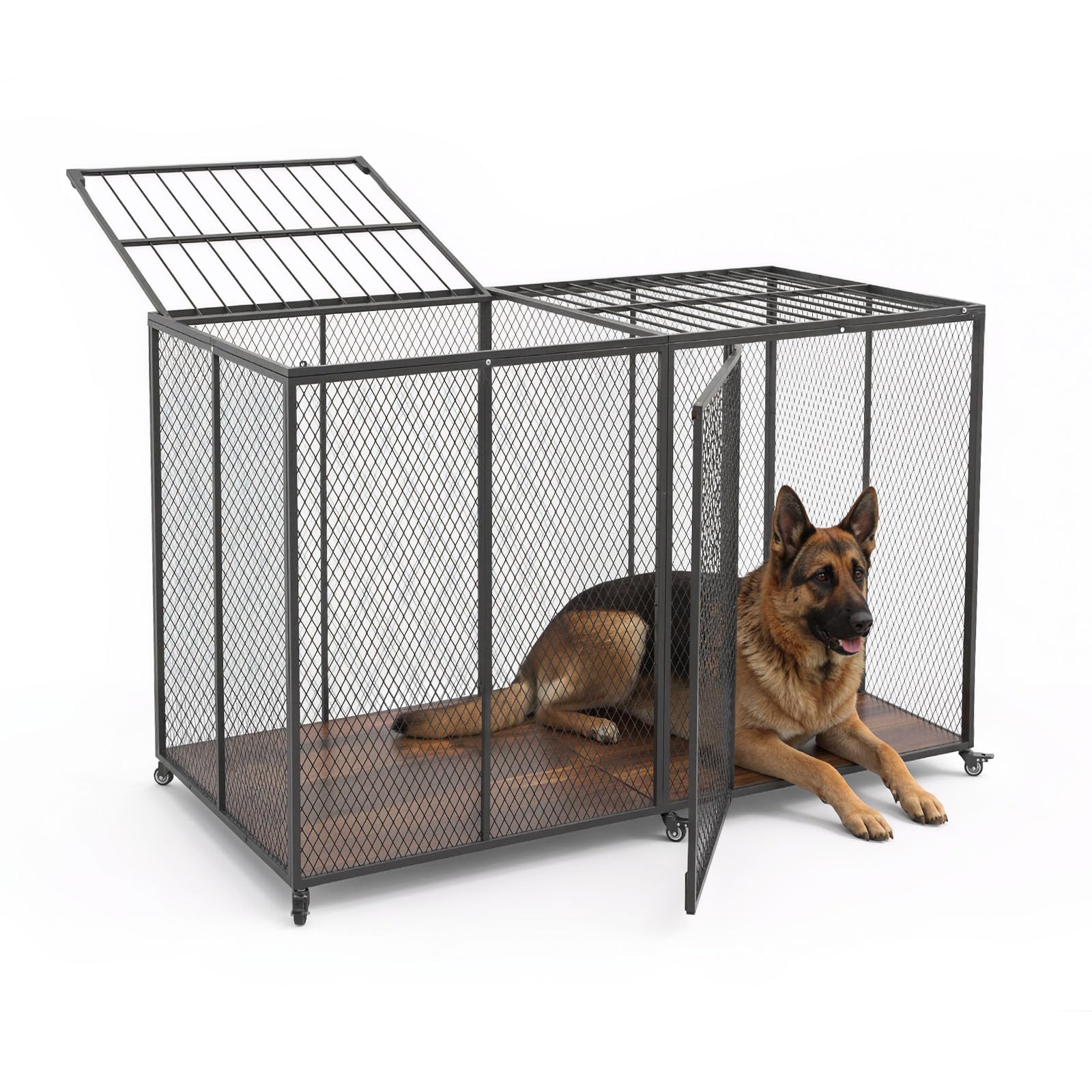 Perrera de metal VEVOR antirescapes para perros grandes con ruedas y base cómoda