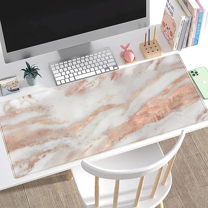 Alfombrilla de Escritorio Rose Gold Marble, Pad Mouse Grande 80x40 cm miniatura 4
