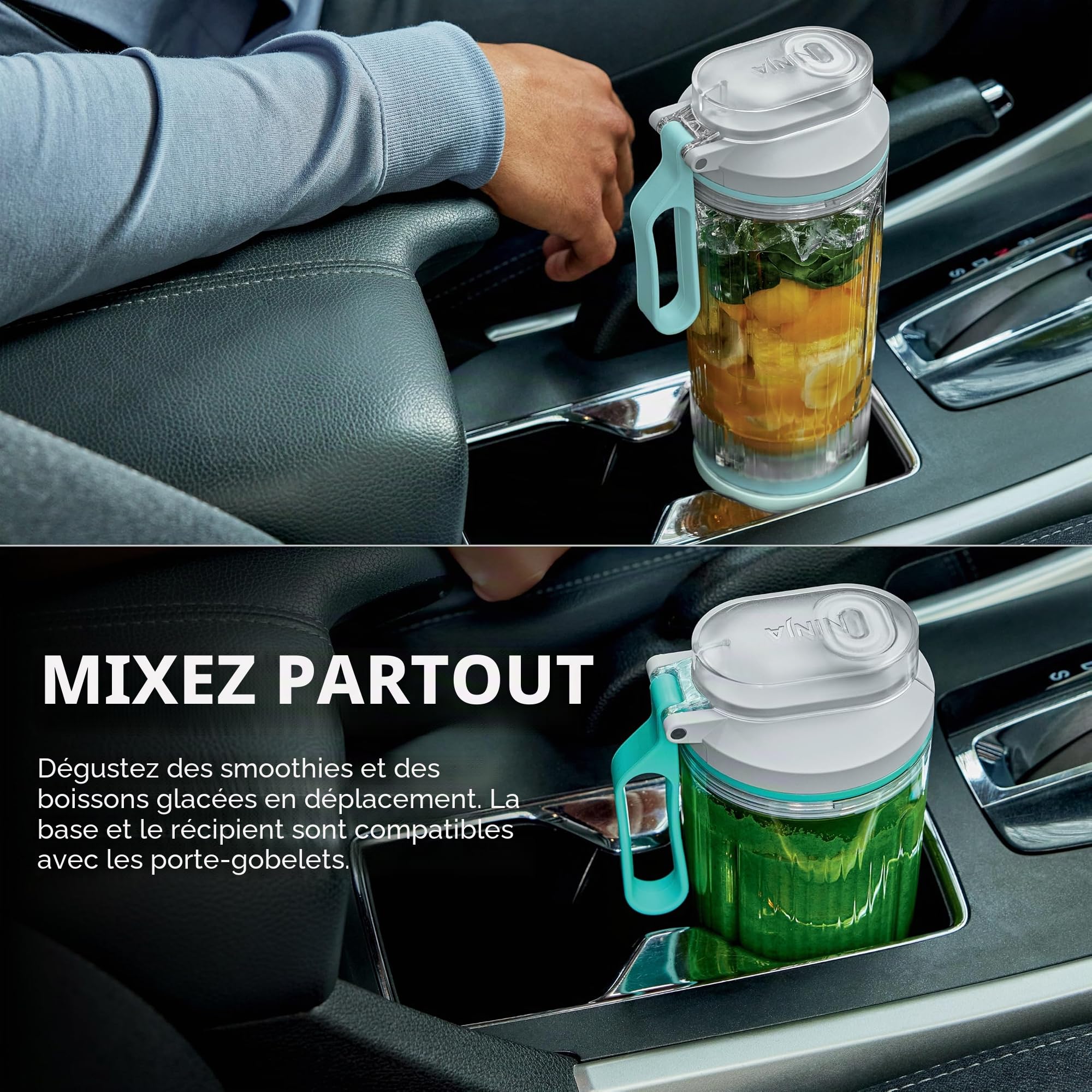 Ninja Blast Max Mixeur Portable + Twist & Go Mixer Personal Mixer Ninja Blender Smoothie Blend Ice Crush 3 Programmes sans Fil Amovible Récipient de 650 ml Passe au Lave-vaisselle