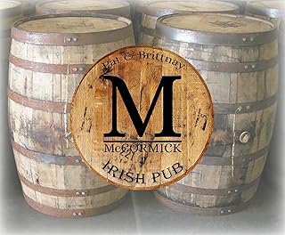 Personalized Whiskey Barrel Lid Monogram Family Name Drinking Bar Sign Man cave Accessories for Room
