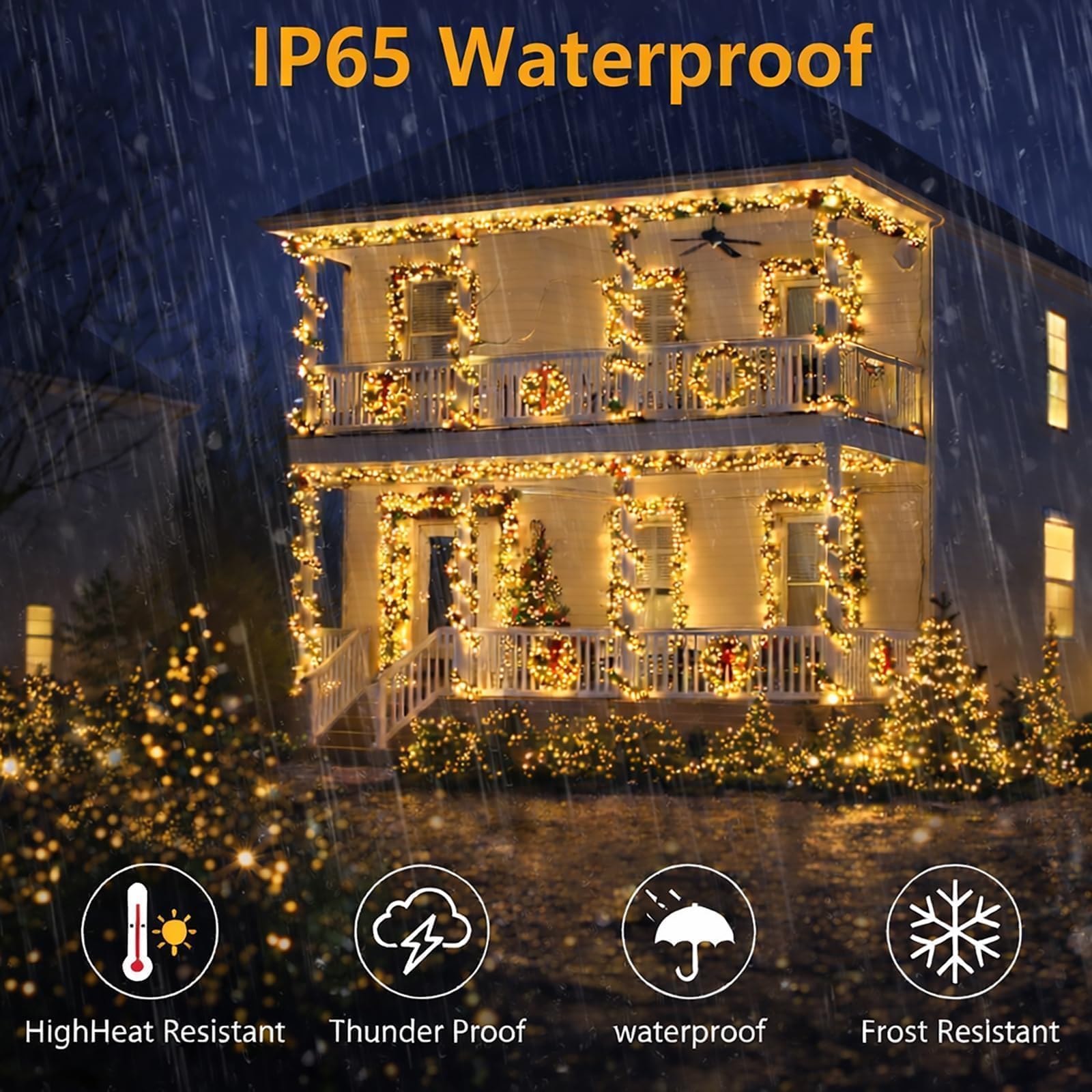 SyouHome Confezione da 4 luci solari per esterni, 800 LED extra lunghe 60 m, 8 modalità e impermeabili IP65, luci scintillanti per giardino, Natale, balcone, albero, festa di nozze (calda)
