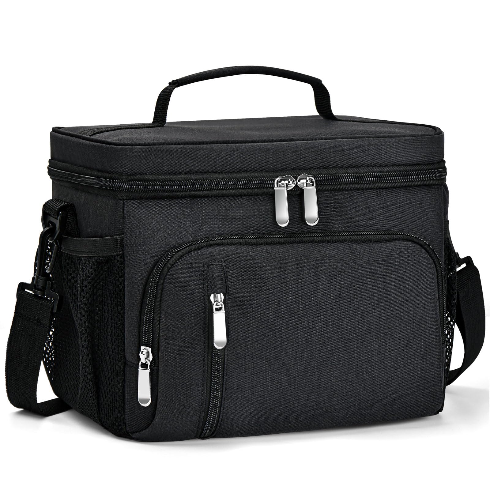 Insulated Lunch Bag for Men Women 9L Leakproof Lunch Box Soft Cooler Tote with 5 Pockets 600D Oxford
