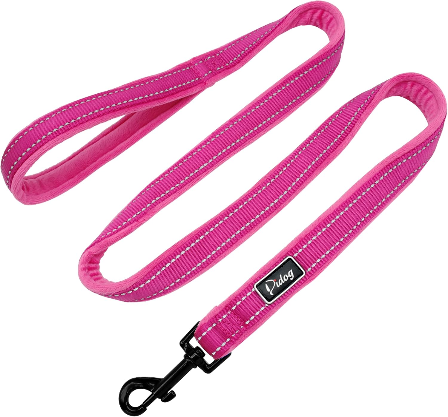 Didog Dog Walking Leashes 4 FT Long with Soft Warm Flannel Padded Handle,Reflective Dog Leash Night Safety Fit Small Medium Dogs, Hot Pink