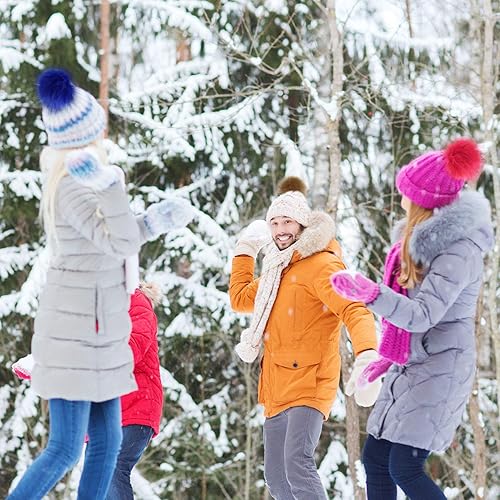 Miniatura 5 de Tatuo Bola de pompones de piel sintética de bricolaje con botón de presión y pompón esponjoso extraíble para tejer sombreros zapatos bufandas bolsa