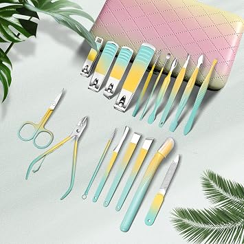 Manicure Set 18PCS Professional Nail Care Kit, Stainless Steel Pedicure Care Tools with Travel Case, Nail Clipper Set Gift for Women Wife Parents
