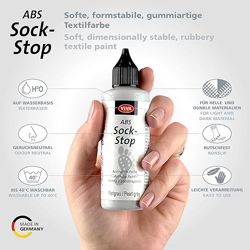 Miniatura 2 de Viva Decor ABS Sock Stop (2.77 onzas líquidas, gris perla)  Pintura de tela para calcetines antideslizantes, tapetes de baño y más  sin látex, a