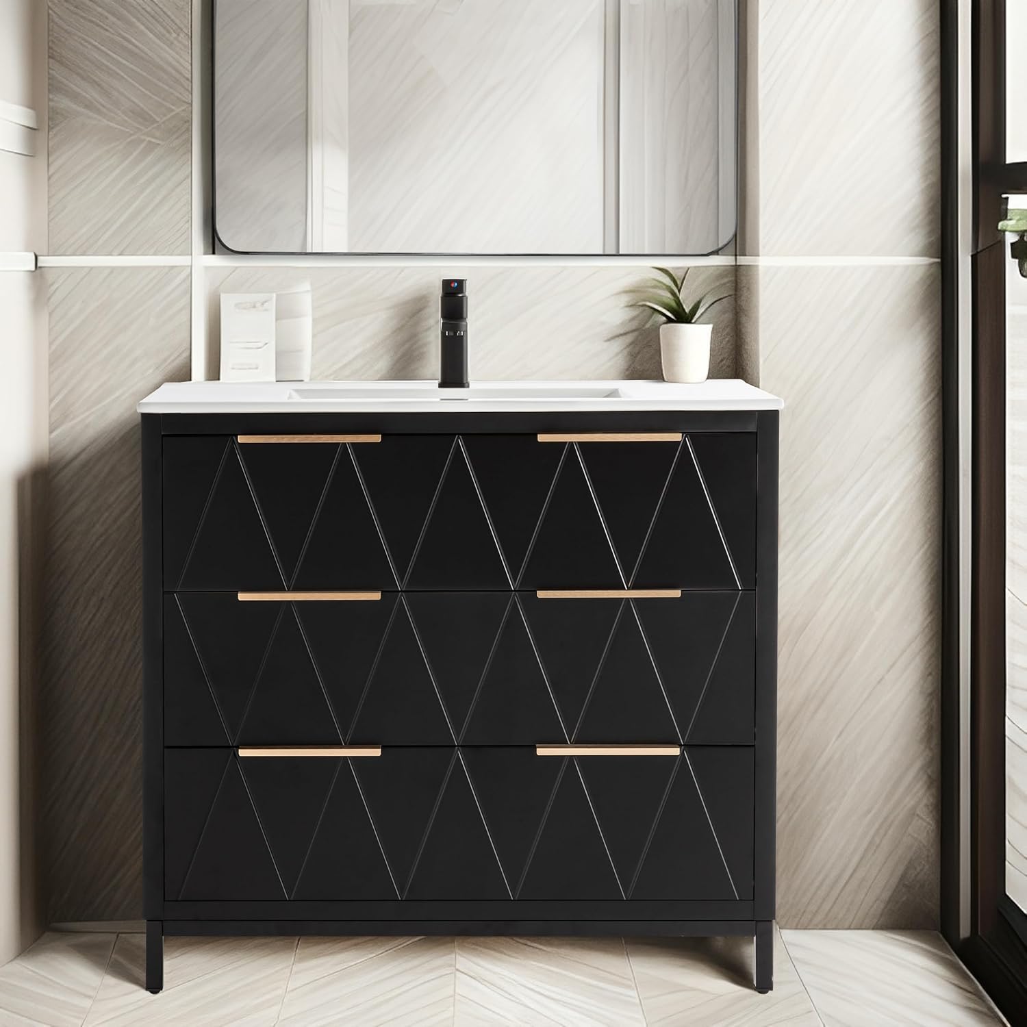 Amazon.com: eclife 36" Bathroom Vanities with Ceramic Sink Combo Set ...