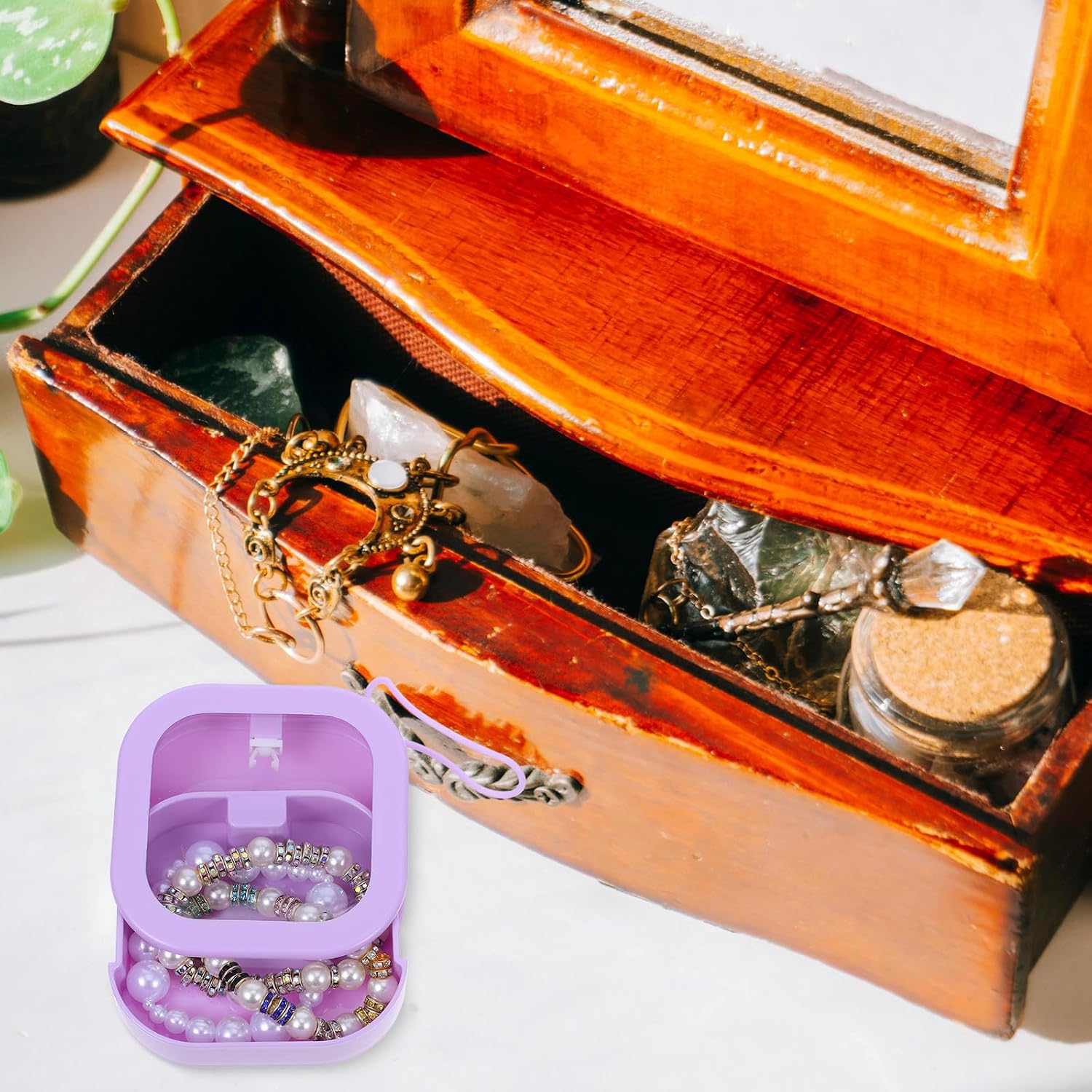 4pcs Travel Jewelry Organizer Boxes with Lid Mini Jewelry Storage Containers for Necklaces Bracelets and Small Accessories for Women