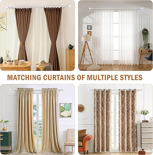 Miniatura 6 de Knobelite Paquete de 2 barras de cortina de tratamiento de ventana individual de 1 pulgada de diámetro, barras de cortina de acabado de cristal,