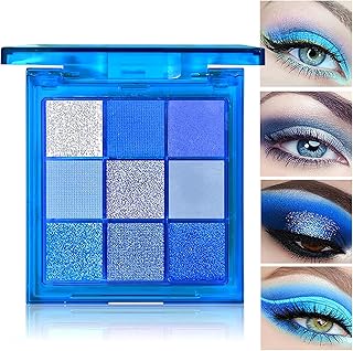 Blue Eyeshadow, Eyeshadow Palette, Shimmer Eyeshadow, Blue Eyeshadow Palette, Eye Shadow Pallets for Women, Smokey Eye Shadows Palette, Royal Blue Glitter Eyeshadow, Lasting High Pigmented