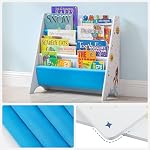 SONGMICS Bibliothèque pour enfants, organisateur de plateau de rangement, avec kit anti-dérapant, blanc UGKR72WT