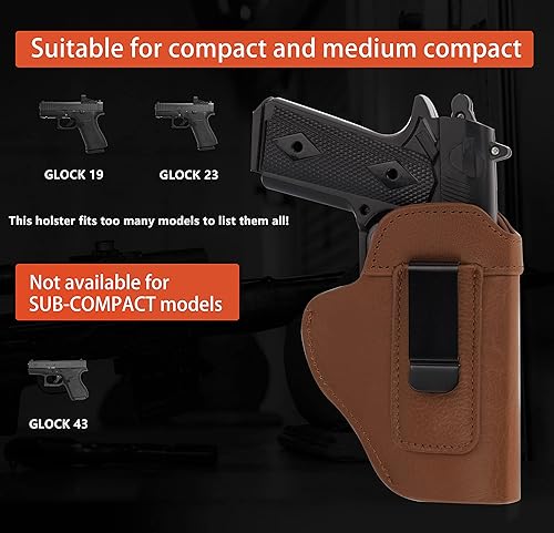 Miniatura 2 de Raiseek IWB Funda de cuero para hombresmujeres - Funda para pistolas Glock 19, 17, 23, 32 y de tamaño similar