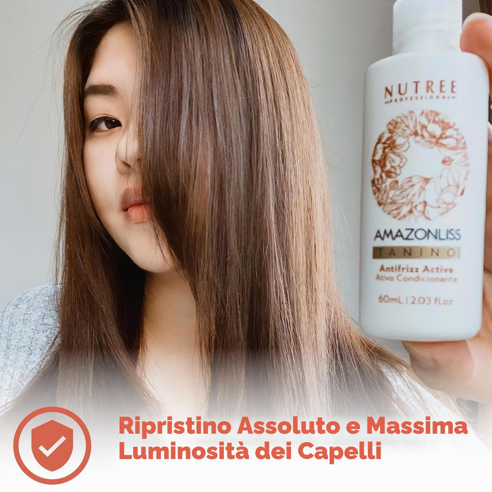 Amazonliss Trattamento lisciante brasiliano - Amazonliss Tanino - Trattamento per capelli Taninoplastia - Lisciante, idratante, riparatore, effetto brillantezza estrema - Senza formaldeide, 60 ml