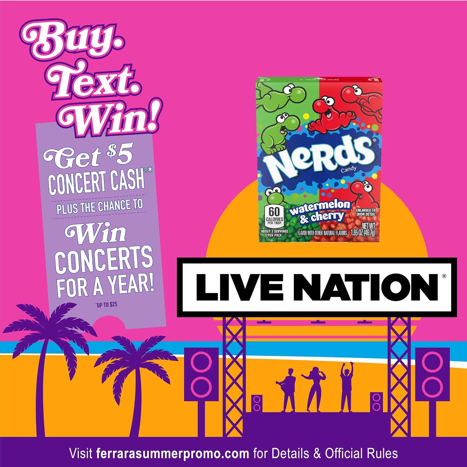Nerds Candy, Watermelon & Wild Cherry, 1.65 oz Treat-Size Boxes (Pack Of 24)