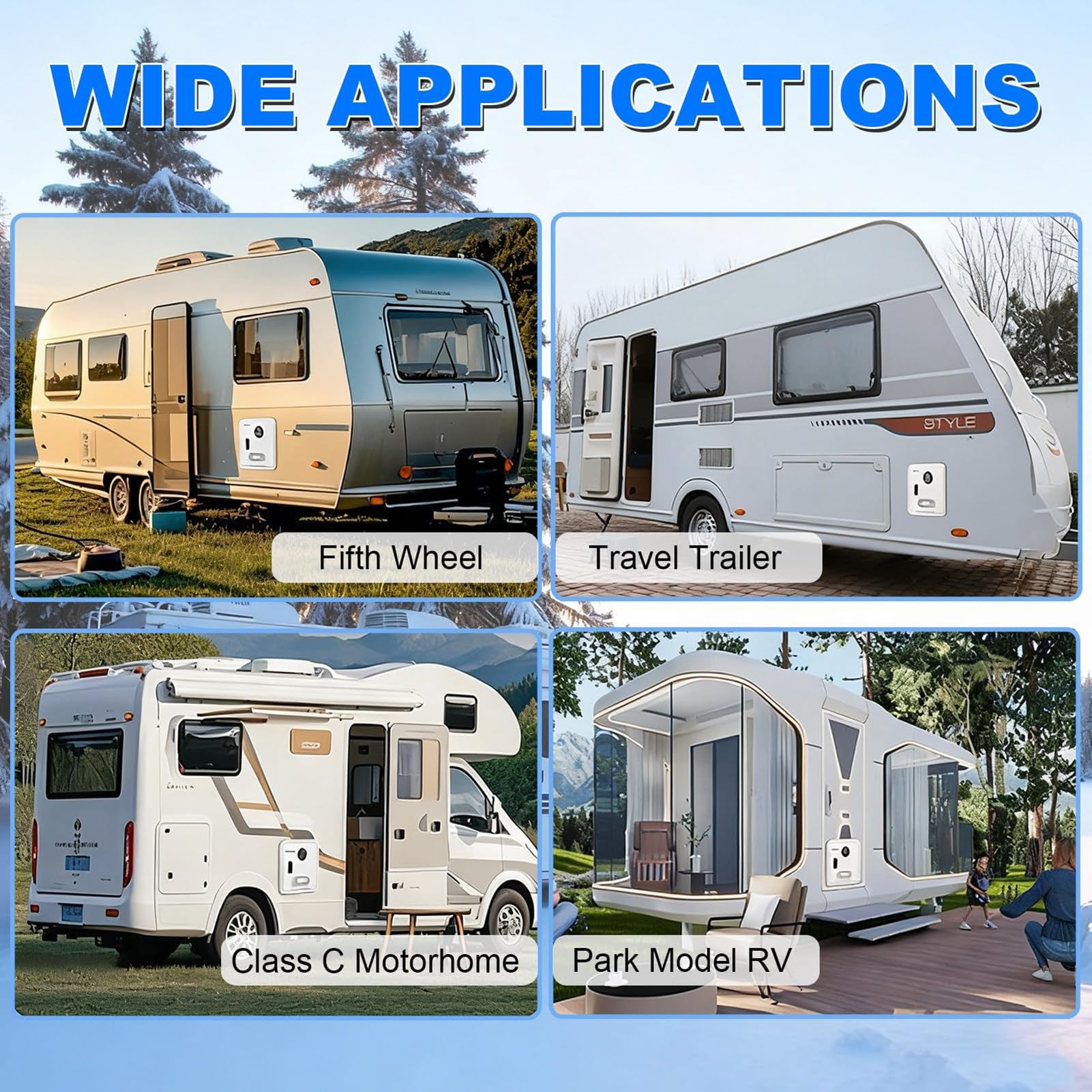 Sistema di acqua calda istantaneo su richiesta, scaldabagno senza serbatoio da 55.000 BTU per camper e camper, alimentatore 12 V DC, adatto per rimorchi da viaggio e porte da 38,1 x 38,1 cm