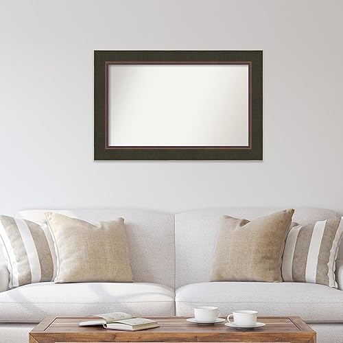 Vista 4 de Amanti Art Espejo de baño de bronce para sobre el fregadero, 27 x 41 pulgadas, espejo rectangular de bronce milano, marco de madera casual grande