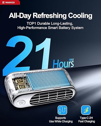 Miniatura 2 de RANVOO Enfriamiento instantáneo potente mejorado 2023 TOP1 Mini ventilador de viaje portátil de refrigeración durante todo el día Escritorio USB sin