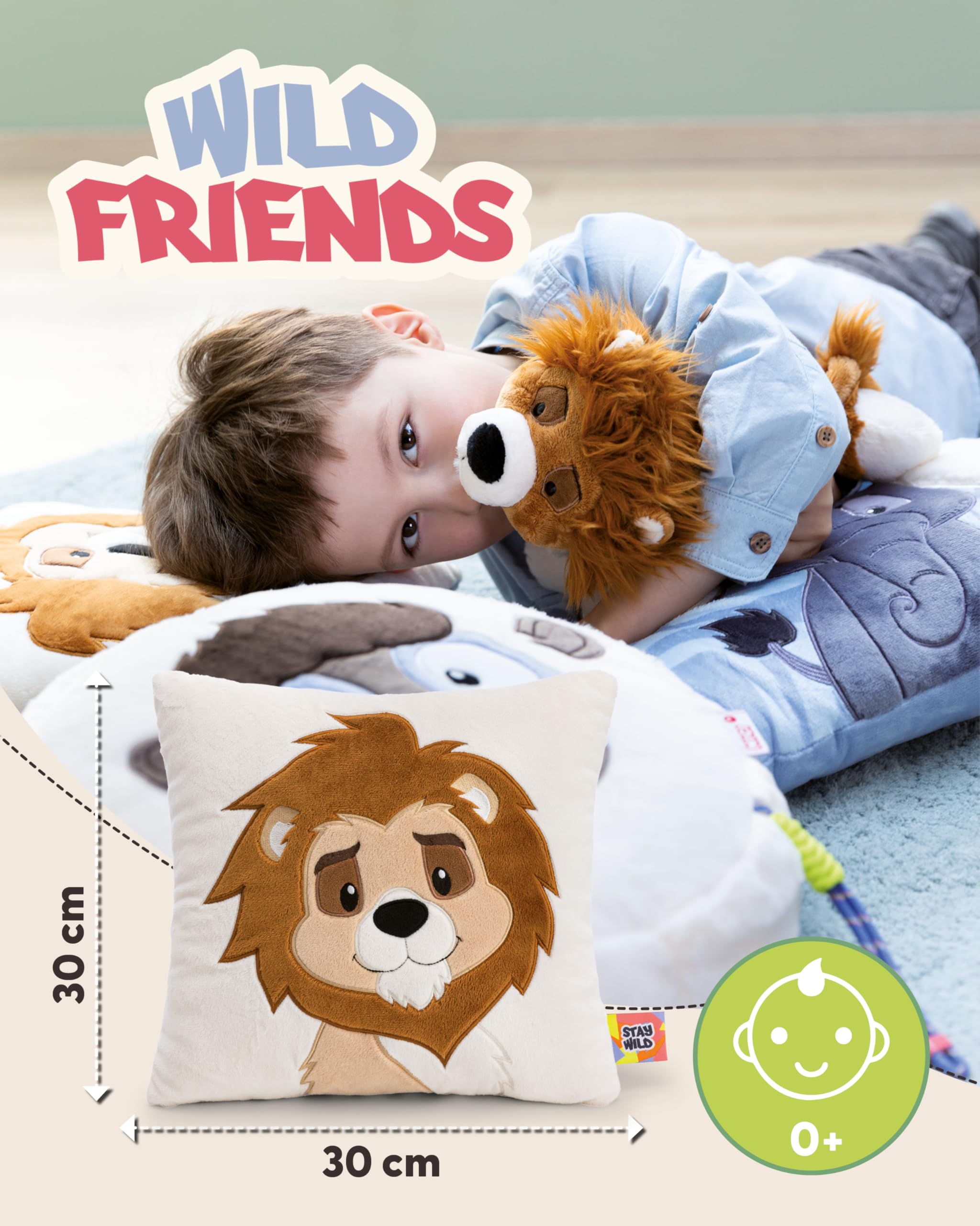 NICI Cojín león 30 x 30 cm, marrón - 62750 | cojín de peluche suave para niños y adultos, cojín de peluche ideal para casa, guardería o para llevar de viaje