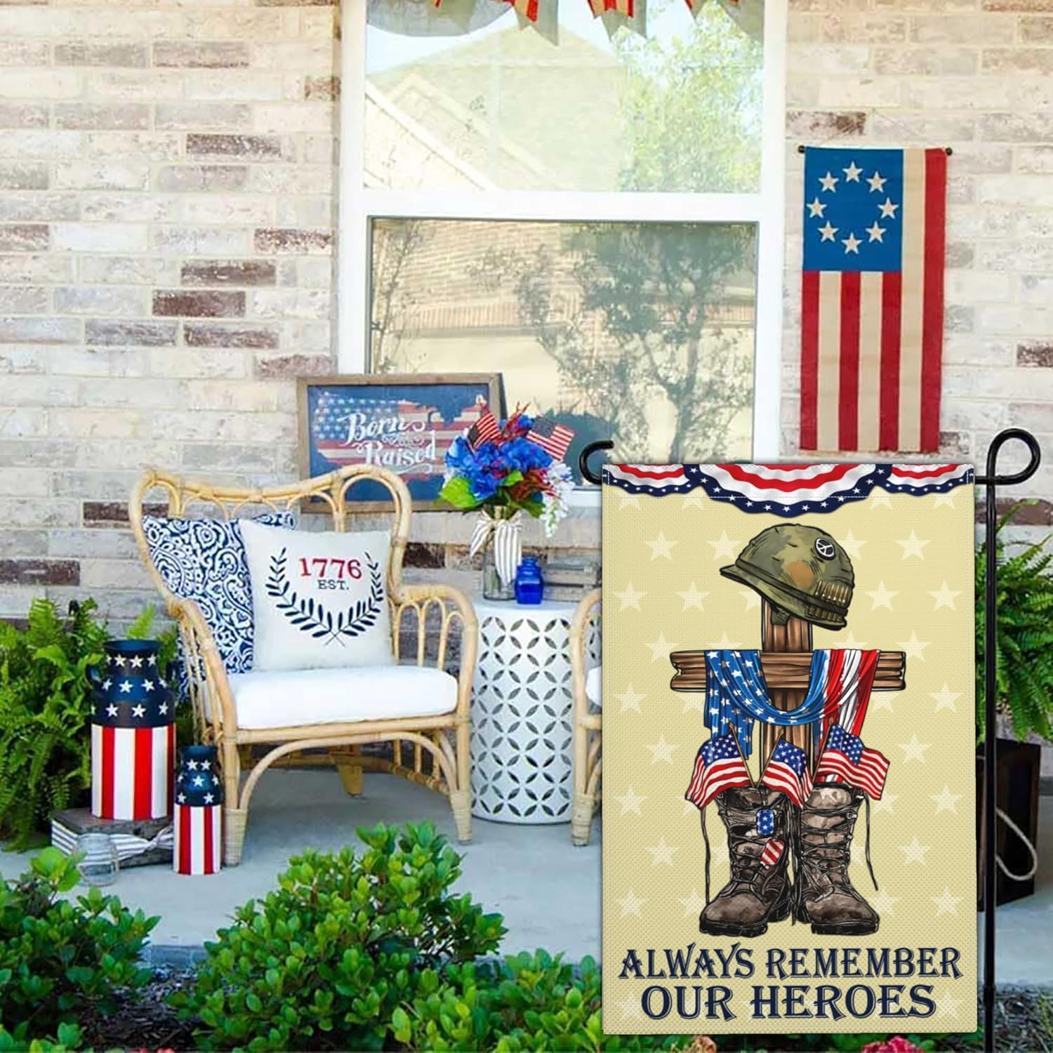 Memorial Day Patriotic Garden Flag 12x18 Inch Double Sided 4th of July Flags for Outside Independence Veterans Day Flag Outdoor House Yard Holiday Decoration Garden Flag, Black - Image 4