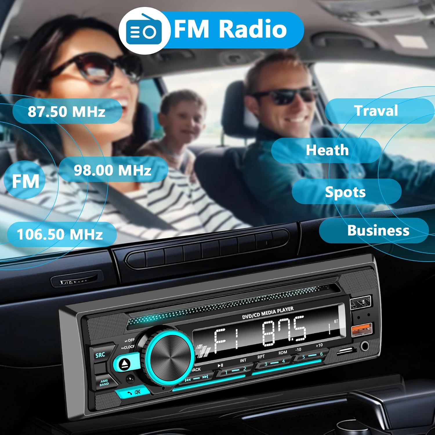Single Din Car Stereo CD Player - Single DIN Car Radio with SD Card, Car Radio CD Player, Digital Media Receiver Support Bluetooth, FM, MP3, USB, Selectable RCA Output, Apple/Android Compatible(Black)