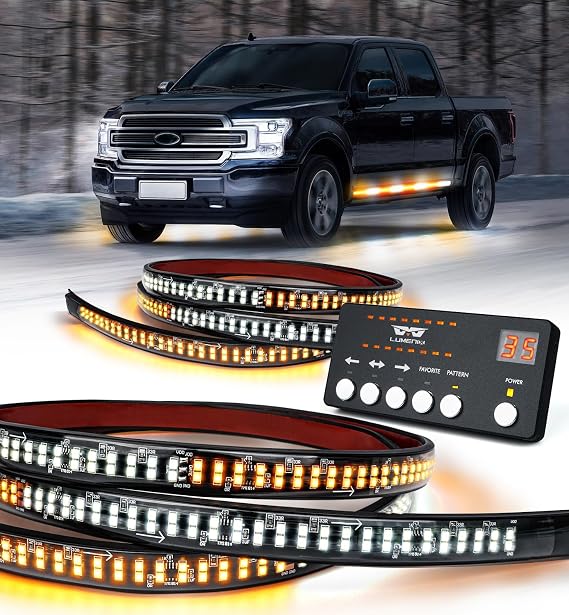 LUMENIX 2PCS 70 Inch Emergency Strobe Lights Strip LED Running Board