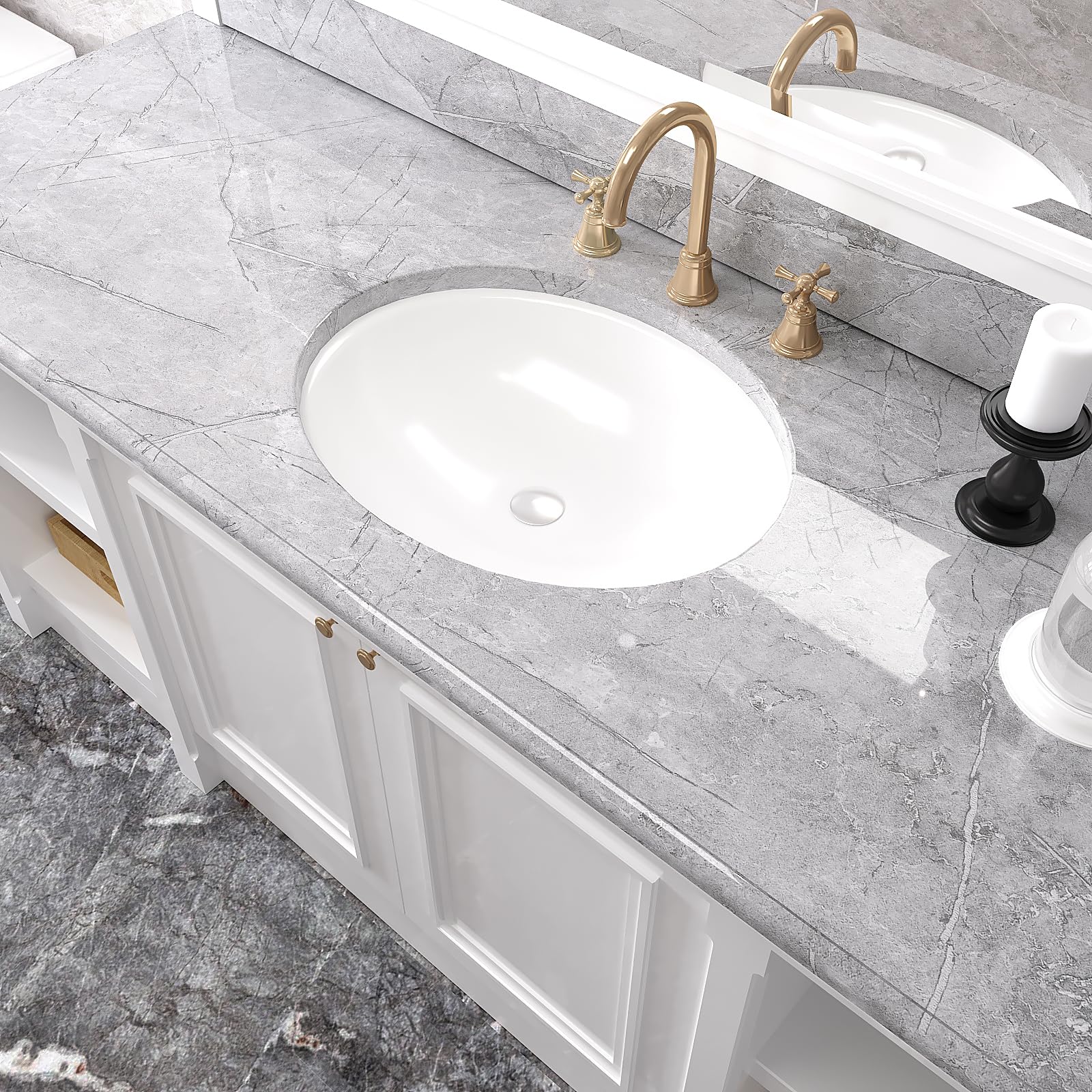 VEELIKE Carta Adesiva Effetto Marmo Grigio 81 cm x 900 cm Pellicola Adesiva Effetto Marmo Grigio Bianco Lucida Carta da Parati Adesiva Muro Camera da Letto Adesivo per Mobili Cucina Bagno Impermeabile