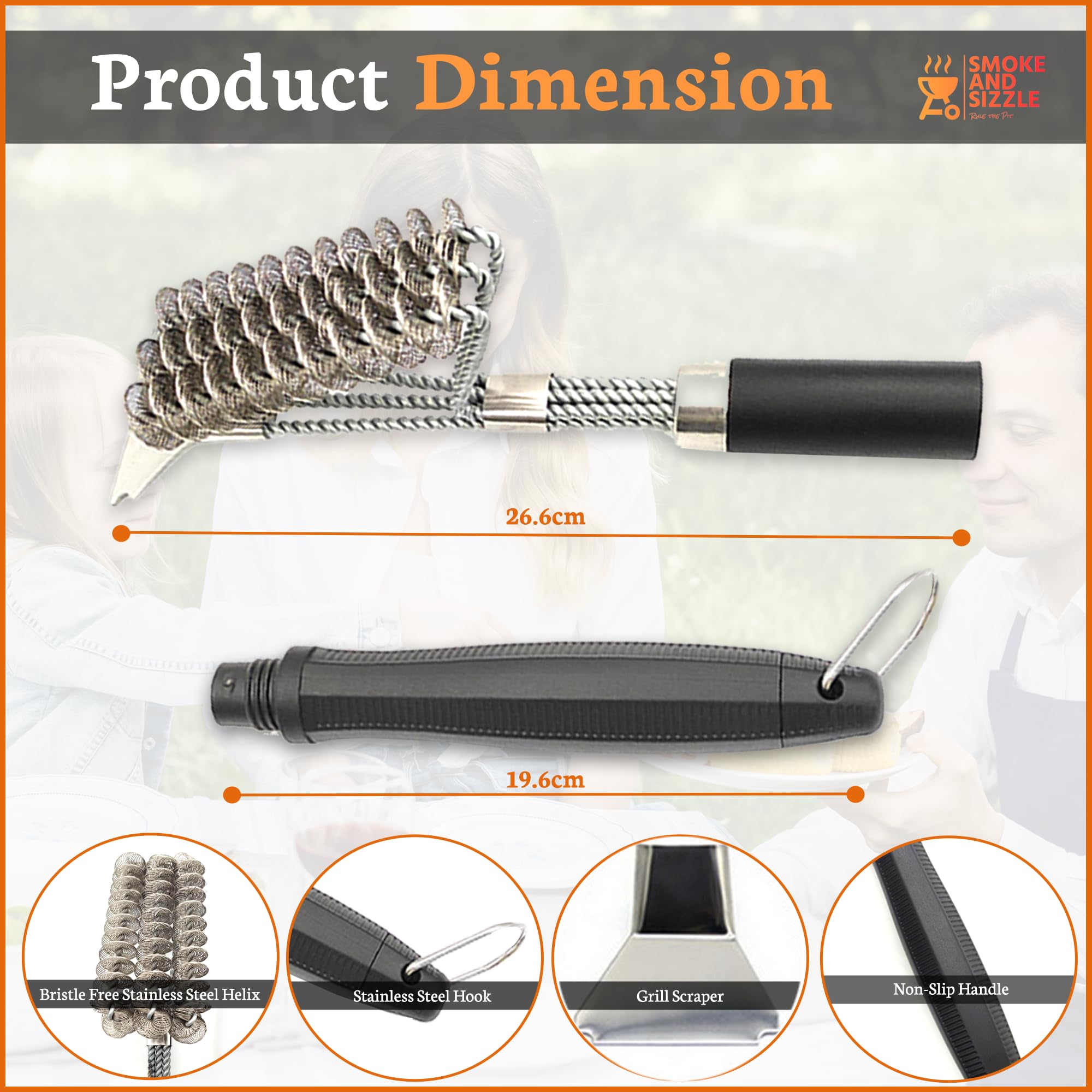 BBQ Grillbürste & Marinade-Pinsel Combo - Edelstahl Reiniger 45,7cm