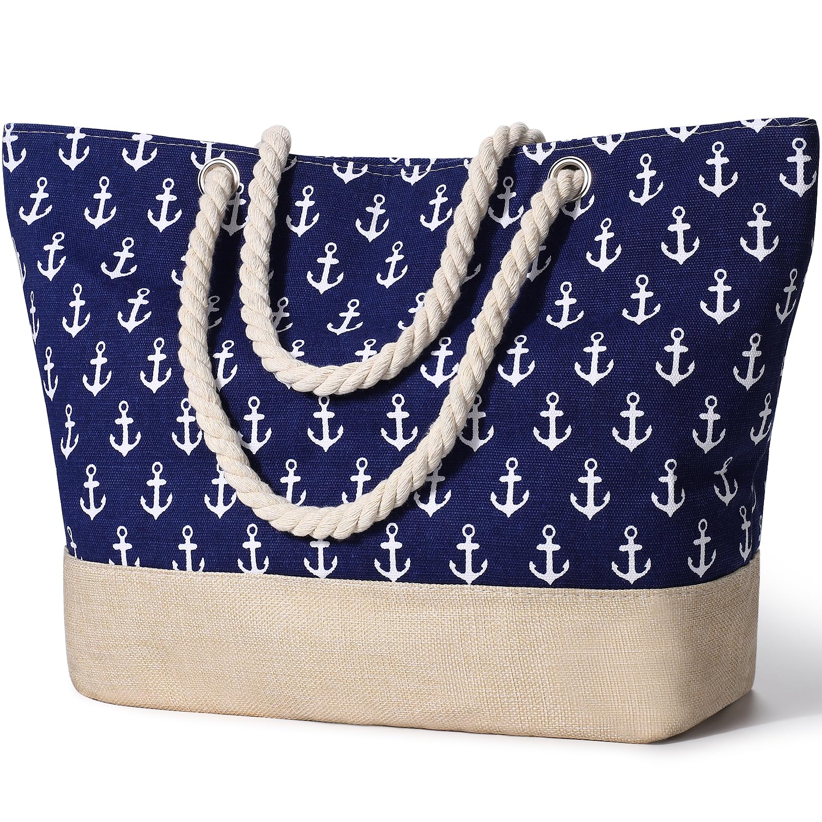 Januts Bolsa de Playa Mujer Grande con Cremallera Bolsos Tote Bag de Playa Impermeable Bolso de Mano Bolso Playa Shopper Bolsa de Hombro para Playa Viajes Compras Escuela Trabajo