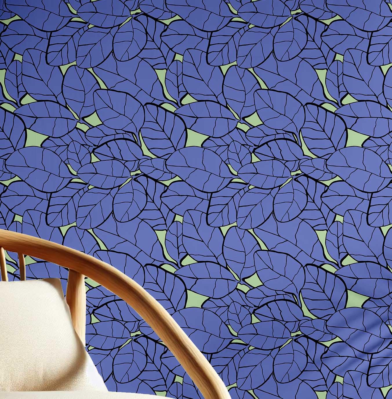 Papier peint autocollant bleu amovible vinyle imperméable motif vignes pour meuble et mur