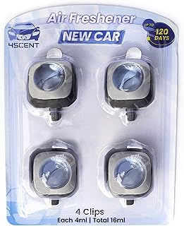 Car Air Fresheners Vent Clip | Perfect Scented Car Accessories for Men and Women | Essential Car Odor Eliminator | Long-Lasting Fragrance up to 120 Days | 4 count 4 ml Each | New Car