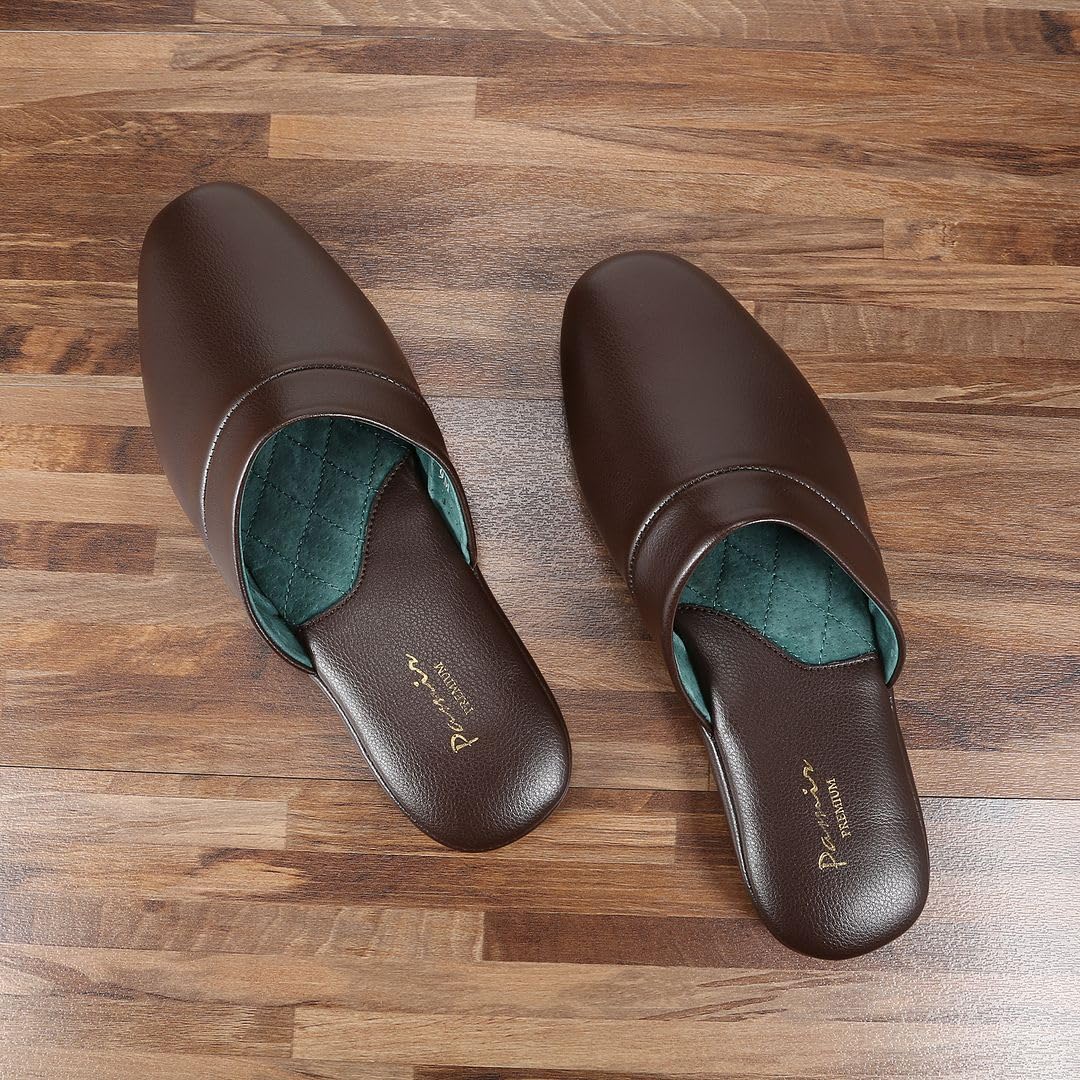 PAMIR Pantoufles en cuir véritable pour homme