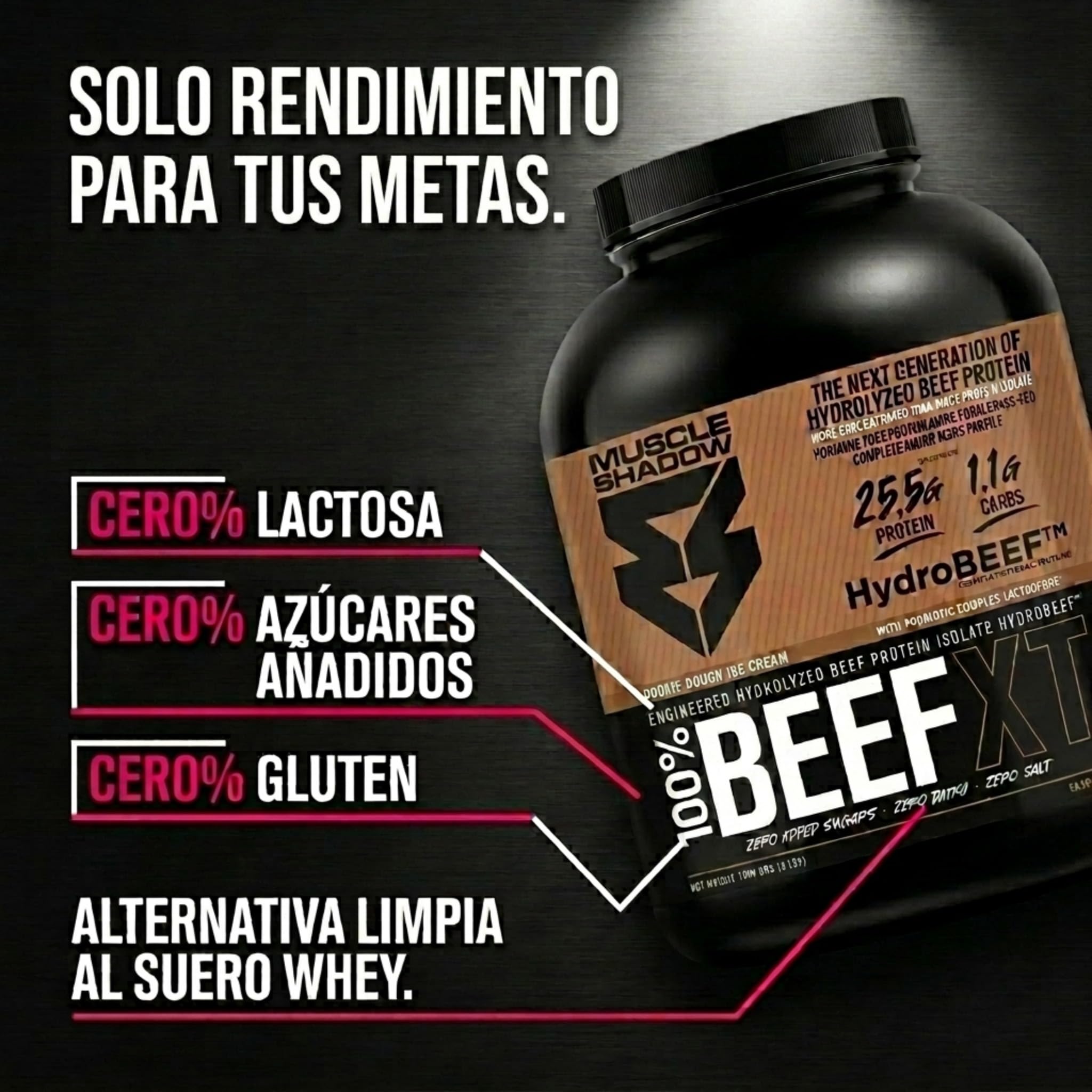 BEEF XT Proteína Ternera 1,8kg Cookie Dough Ice Cream | HydroBeef™ aislado ternera, rápida absorción. Sin lactosa, gluten ni azúcar. Probióticos LactoSpore®. Formato polvo