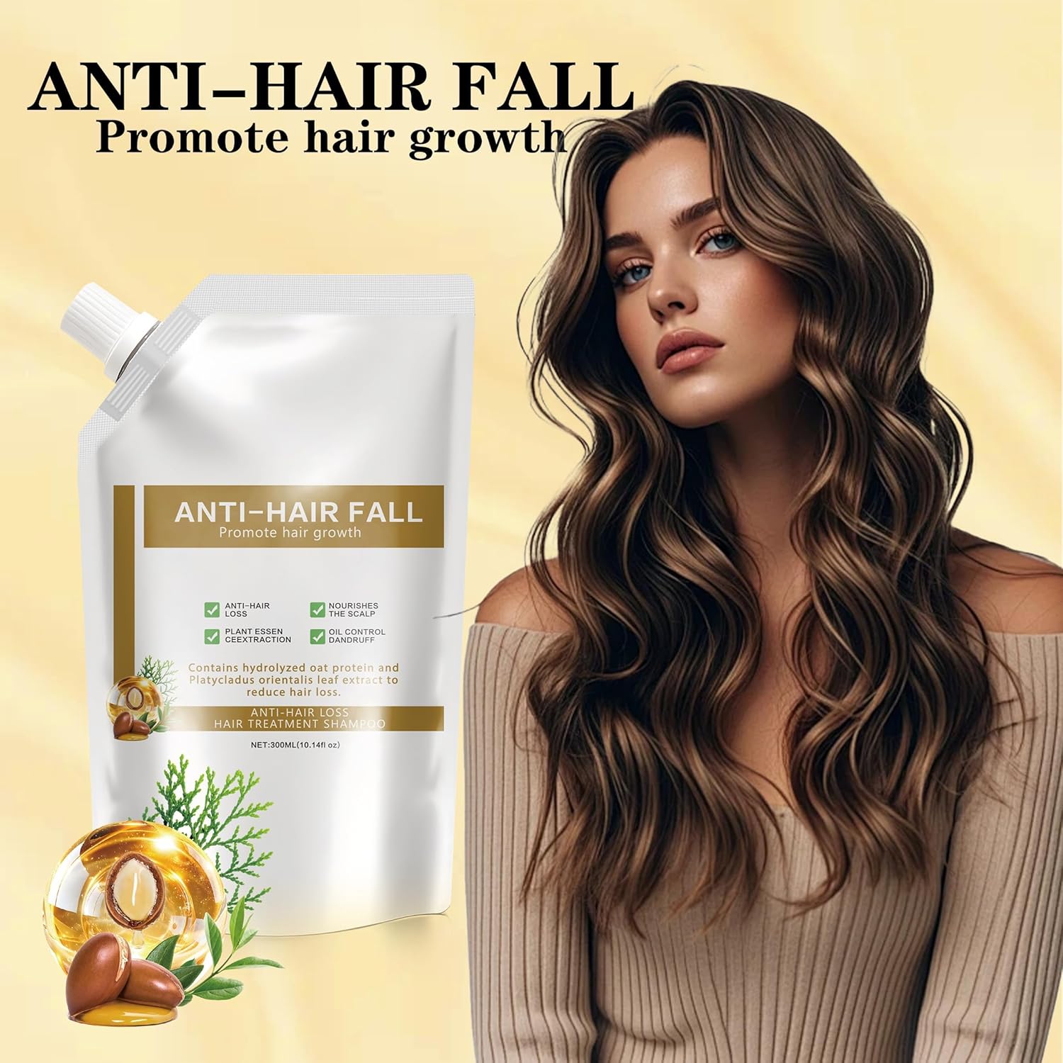 Anti Hair Loss Shampoo, Anti-Hair Fall Promote Hair Growth Shampoo-Women,Enriched with Multiple Botanical Extracts, for All Hair Types-2Pcs(200ml) - Image 5