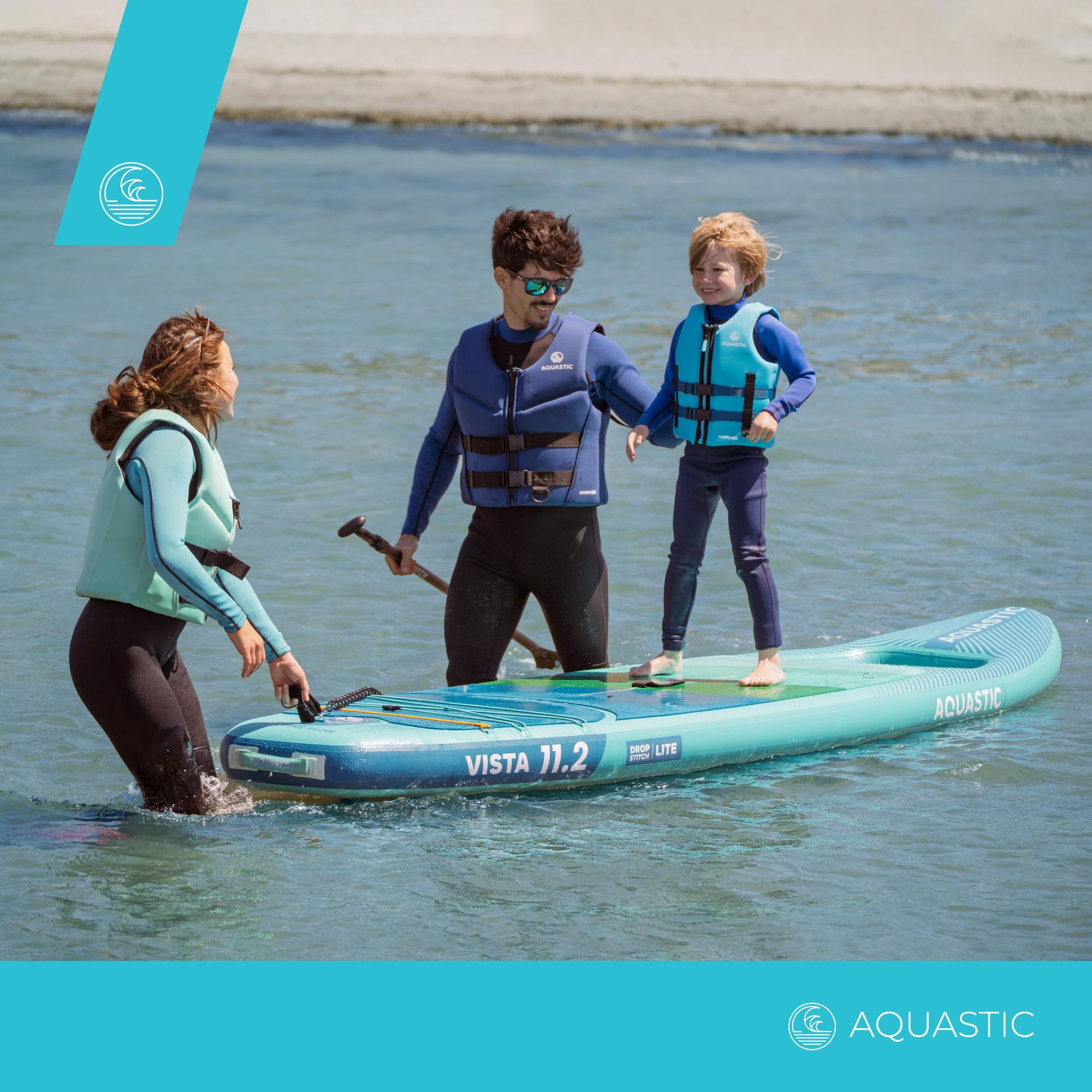 AQUASTIC Youth 50N Kinderweste - Neopren, PVC-Schaum, verstellbare Gurte mit Schnallen, Reißverschluss, D-Ring, Komfort und Sicherheit beim Schwimmen im Wasser
