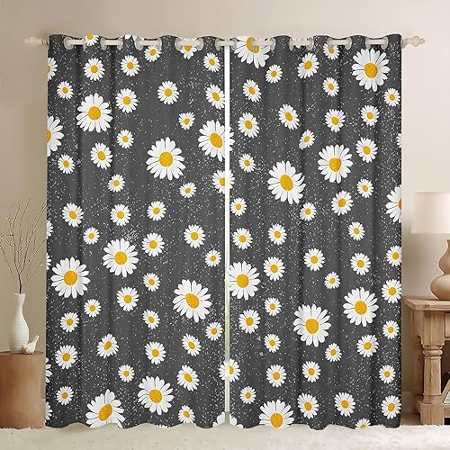 Cortinas opacas florales bohemias de 84 x 63 pulgadas, cortinas románticas de flores de jardín, cortinas y cortinas de ventana botánicas de plantas