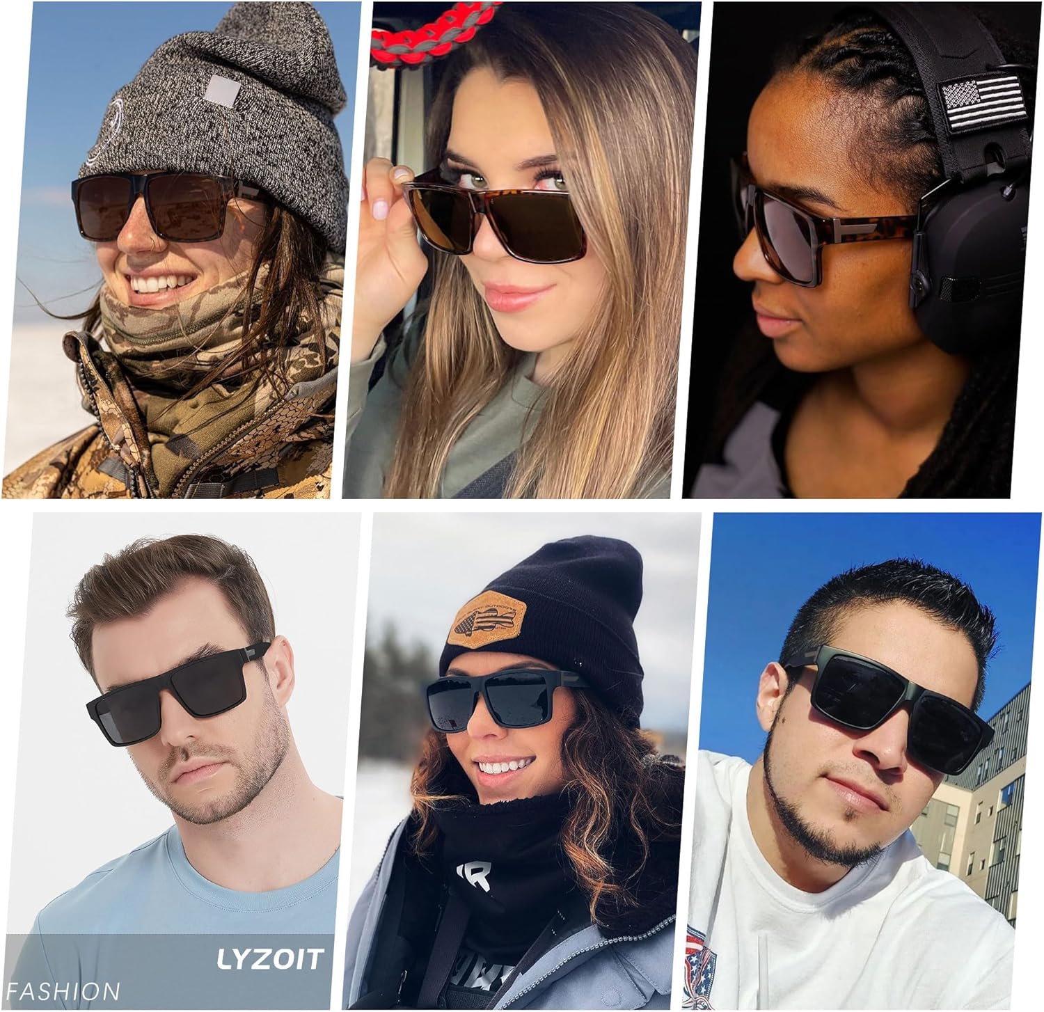 LYZOIT Square Sunglasses for Men Women Polarized Oversized Big UV Protection Rectangle Shades - Image 4
