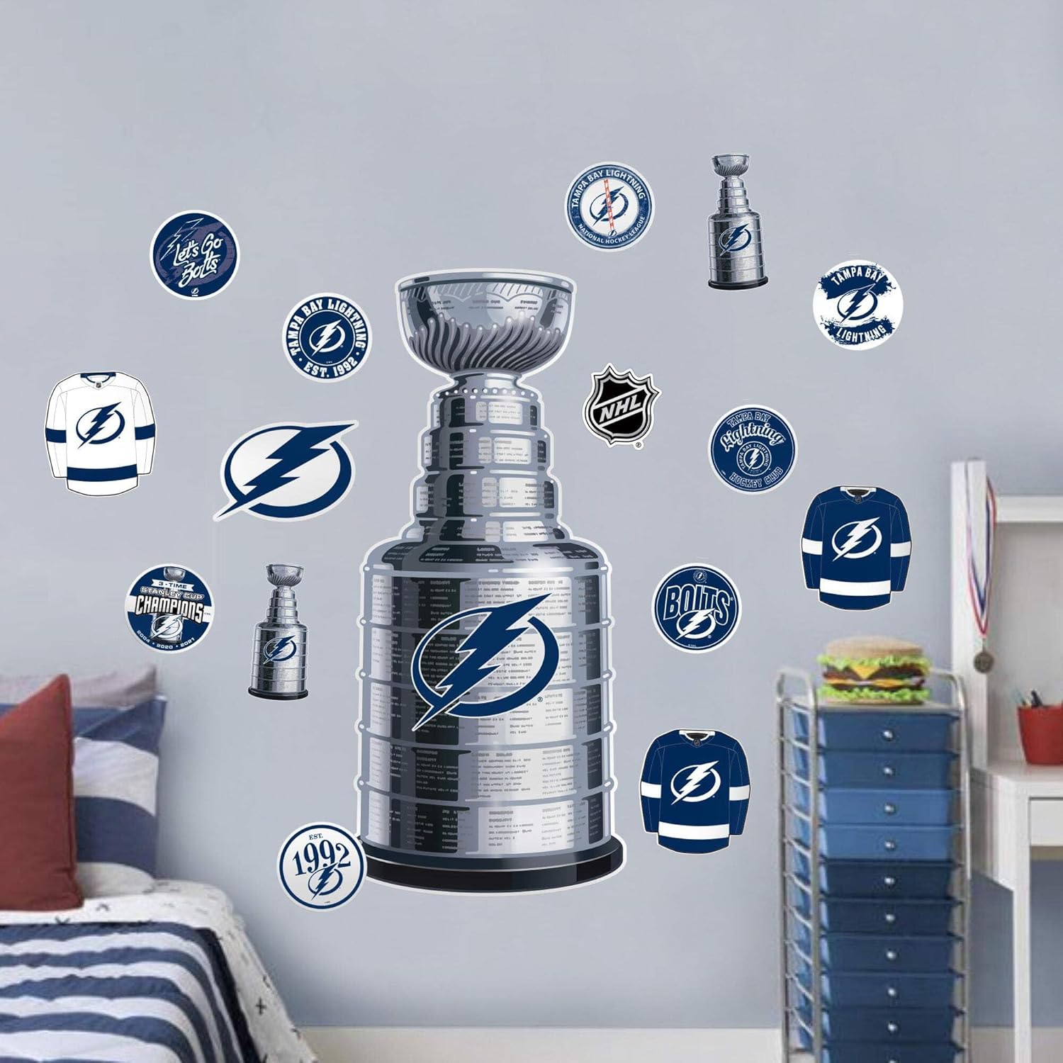 Sports Decor Tampa Bay Lightning Repositionable Wall Decal Set - Stanley Cup
