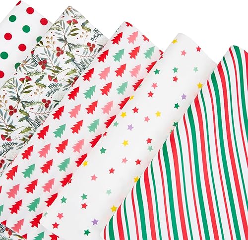 PAPER FAIR Juego de 100 hojas de papel de seda de regalo de estrella de Navidad, papel de seda surtido de regalos de Navidad, color rojo y verde,