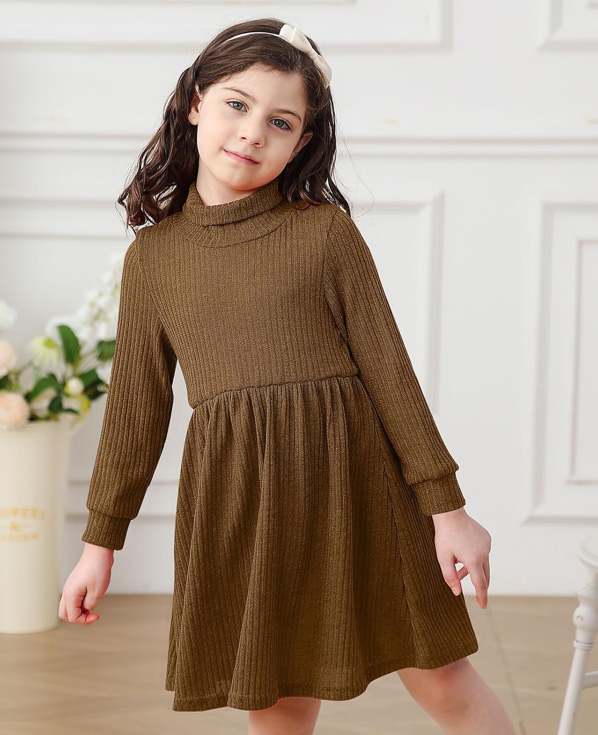 Vieille Toddler Baby Girls Fall Clothes Soft Knit Turtleneck Sweater Dress Long Sleeve Winter Outfits 2-6 Years - Image 7