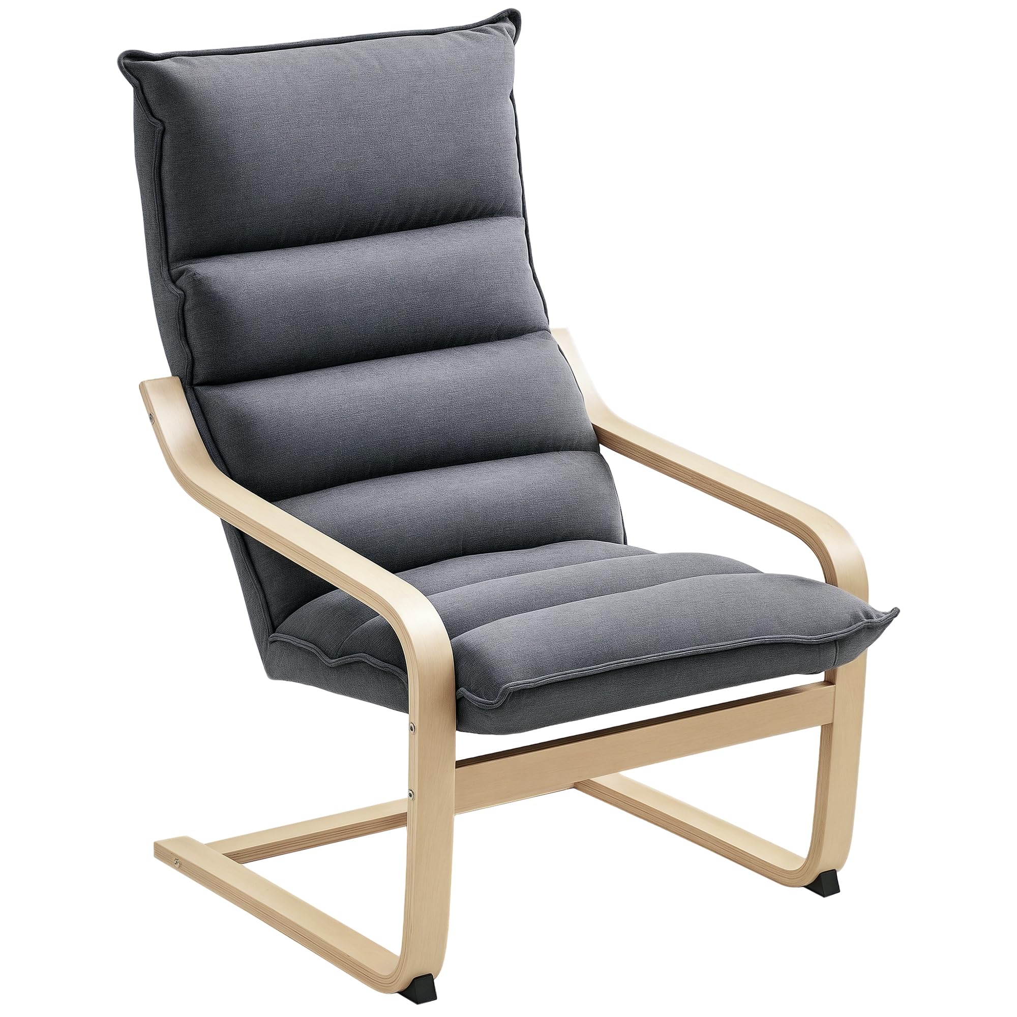 HOMCOM Sillón de Salón Moderno Butaca de Salón con Respaldo Alto Reposabrazos y Patas de Madera Tapizado en Terciopelo Butaca para Dormitorio Sala de Estar Gris