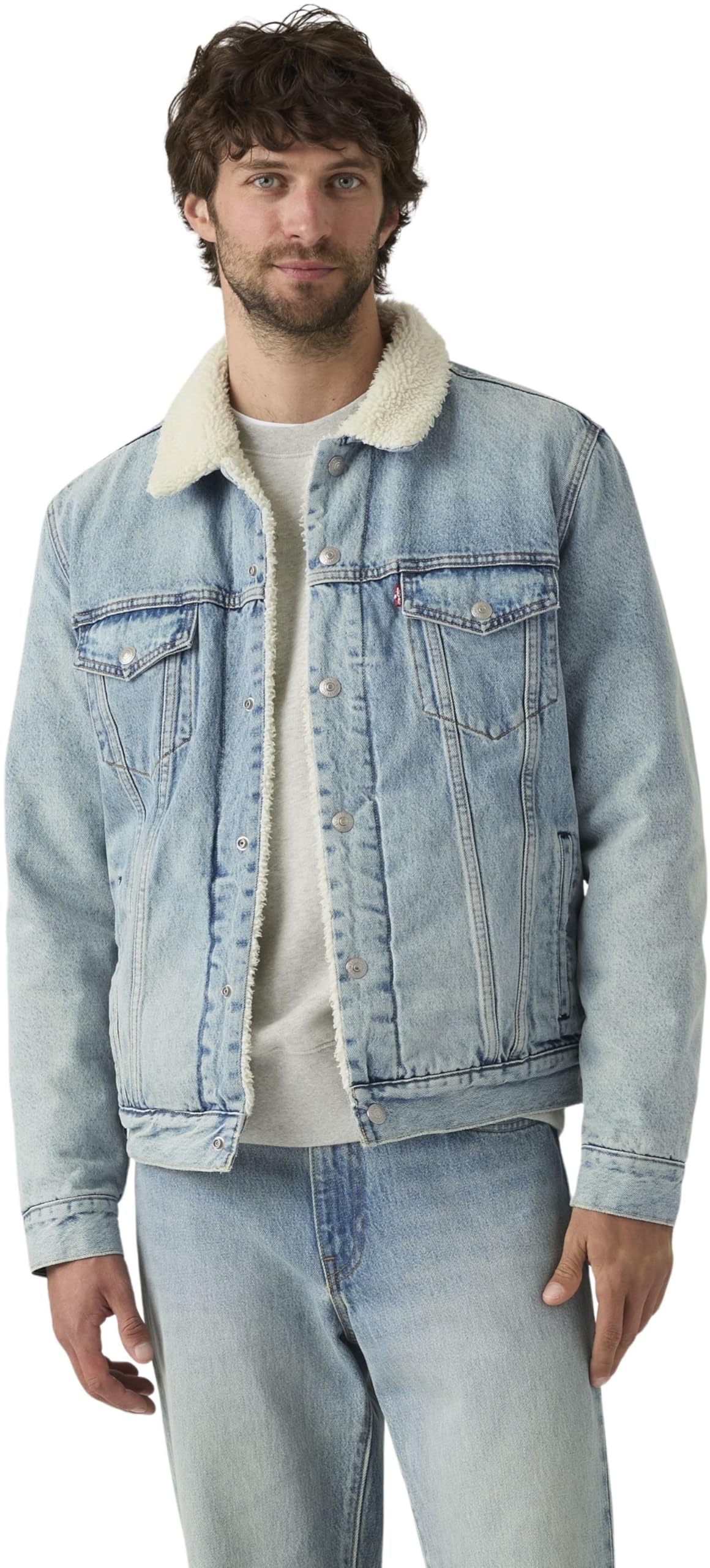 Levi's Men's Kentucky Blue Sherpa - Blue Denim Jacket Type Iii Sherpa Trucker Lined, Regular Fit, Blue (Kentucky Blue Sherpa), Xs